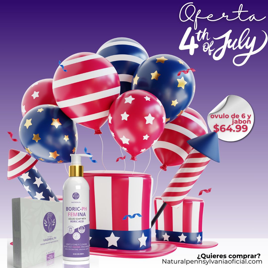 oferta 4 de julio 6 ovulos + jabon boric femina